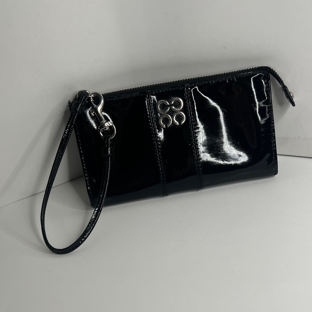 Coach Black Patent Leather Large Wristlet Wallet Fits an IPhone